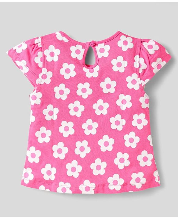Babyhug Cotton Knit Sleeveless T-Shirts With Floral & Ice- Cream Print Pack Of 3 - Pink Yellow & White