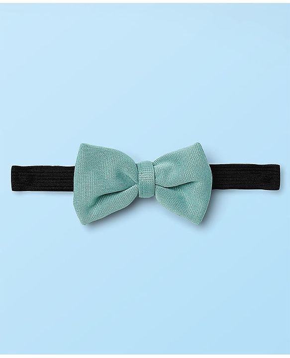 Babyhug Knit Half Sleeves Solid Shirt & Trouser With Bow & Suspender - White & Green