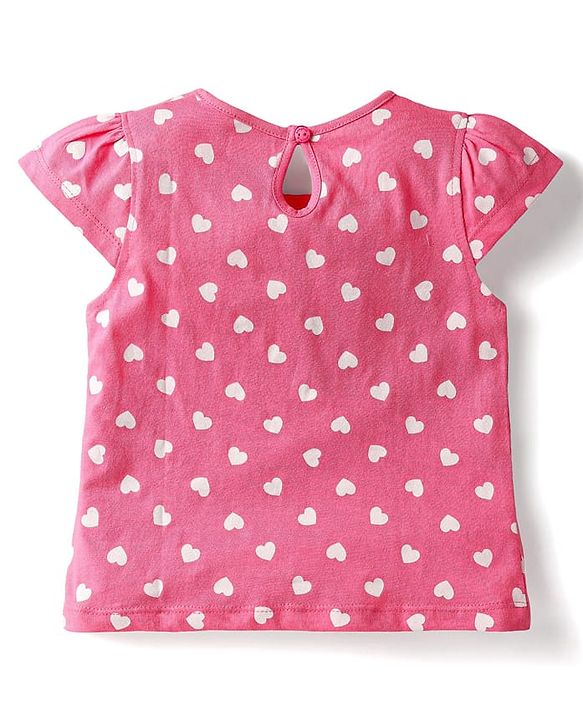 Babyhug Cotton Knit Cap Sleeves T-Shirts with Hearts & Polka Dots Print Pack of 3 - Pink & Lavender