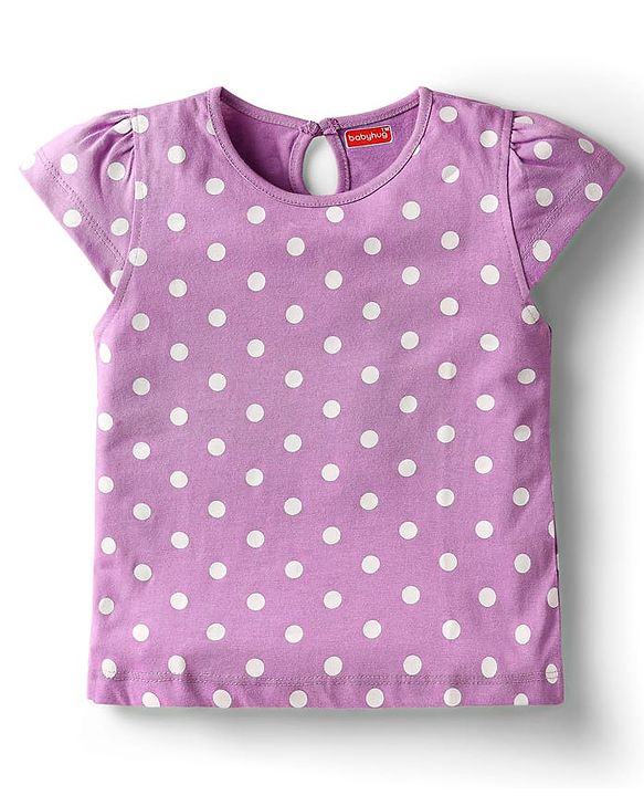 Babyhug Cotton Knit Cap Sleeves T-Shirts with Hearts & Polka Dots Print Pack of 3 - Pink & Lavender