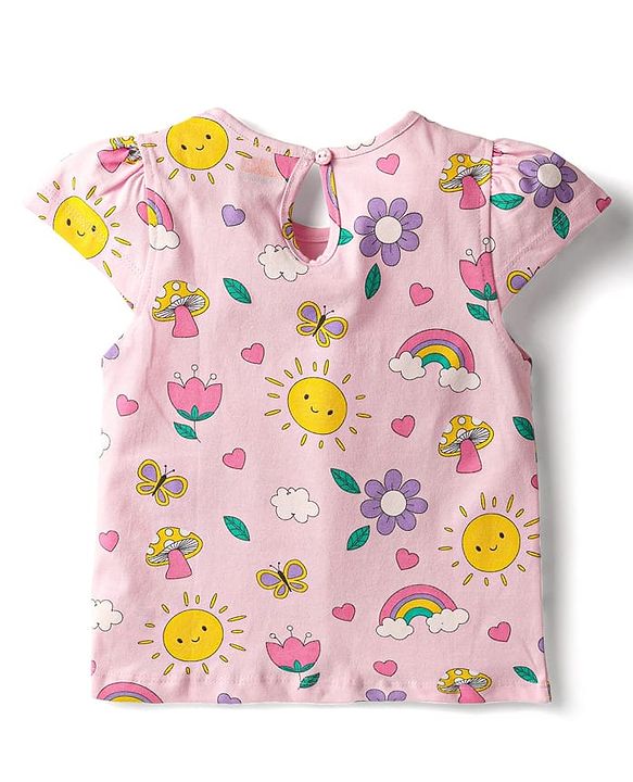 Babyhug Cotton Knit Cap Sleeves T-Shirts with Hearts & Polka Dots Print Pack of 3 - Pink & Lavender