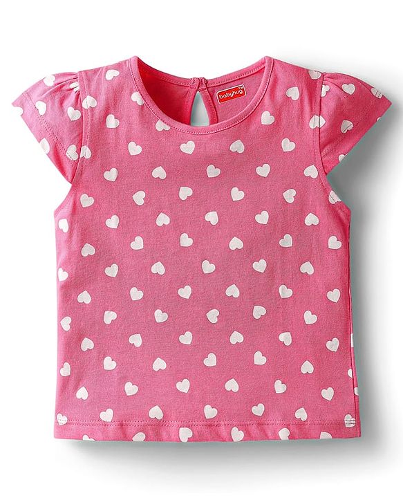 Babyhug Cotton Knit Cap Sleeves T-Shirts with Hearts & Polka Dots Print Pack of 3 - Pink & Lavender