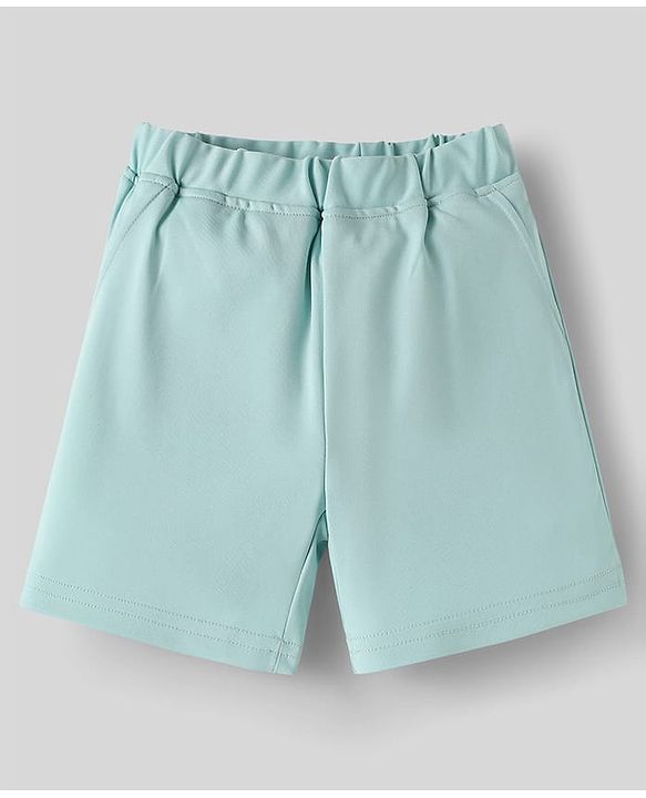Babyhug Knit Half Sleeves Solid 3 Piece Party Suit With Bow - Mint Green
