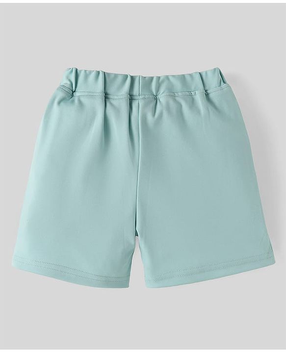 Babyhug Knit Half Sleeves Solid 3 Piece Party Suit With Bow - Mint Green