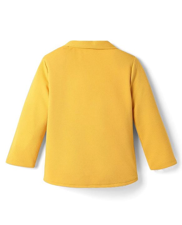 Babyhug Woven Full Sleeves Solid Blazer With Printed T-Shirt - Mustard & Black