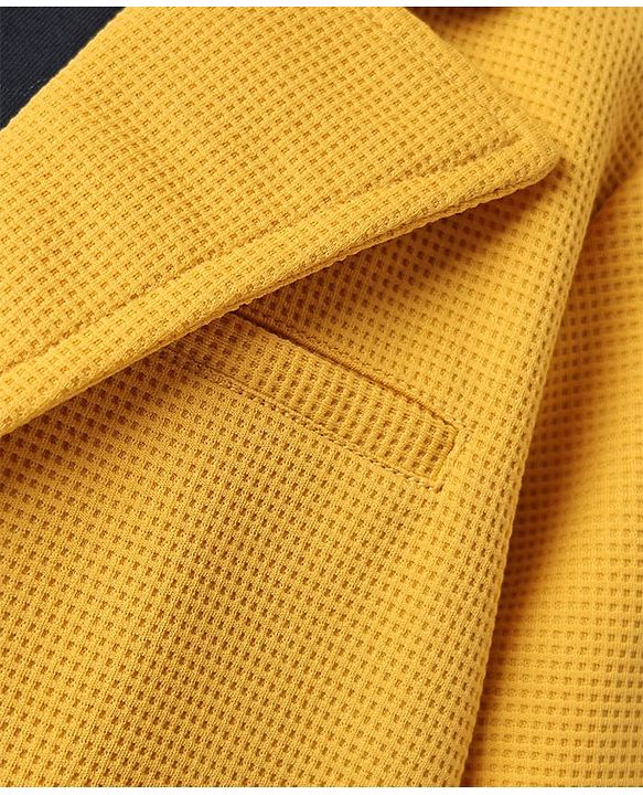 Babyhug Woven Full Sleeves Solid Blazer With Printed T-Shirt - Mustard & Black