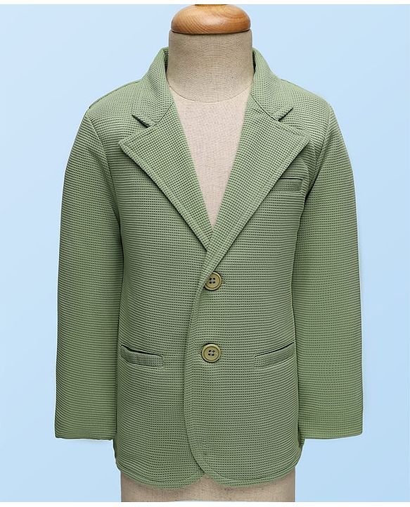 Babyhug Knit Full Sleeves Solid Blazer With Printed T-Shirt - Mint
