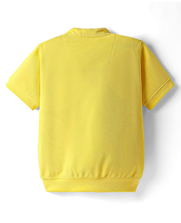 Babyhug Knit Half Sleeves Jacket With Text Printed Inner Tee - Yellow & White