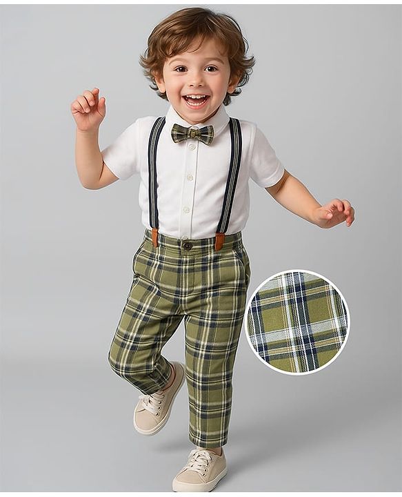Babyhug Cotton Full Sleeves Checks Shirt & Trouser Set - Red & Beige main image 0