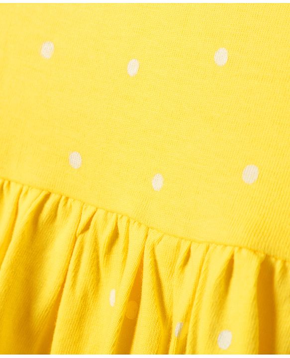 Babyhug Single Jersey Knit Sleeveless Anti Bacterial Frock with Heart Print - Yellow