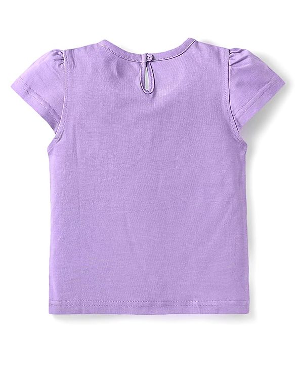 Babyhug Cotton Knit Half Sleeves Capri Nightsuit with Rainbow & Sun Print - Purple