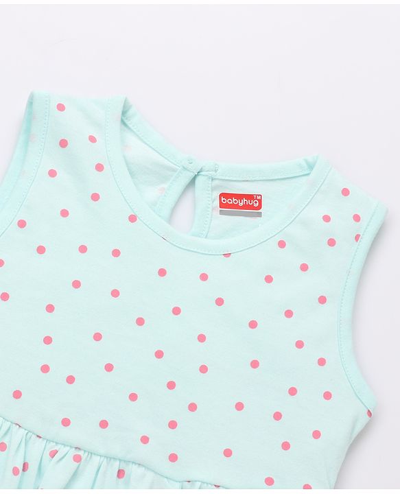 Babyhug Single Jersey Knit Sleeveless Frock with Floral Print - Navy Blue