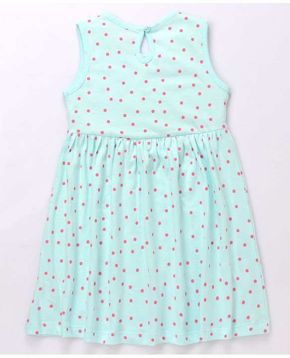 Babyhug Single Jersey Knit Sleeveless Frock with Floral Print - Navy Blue