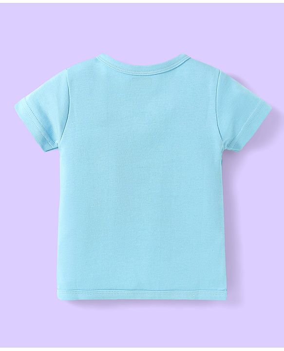 Babyhug 100% Cotton Interlock Knit  Half Sleeves Front Open jhablas With Striped & Fruits Print Pack Of 3 - Light Blue Navy Blue & White
