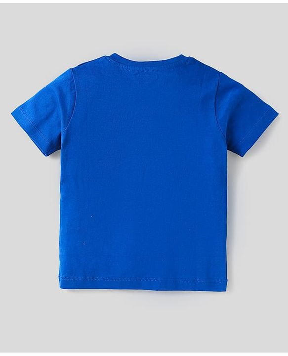 Babyhug Cotton Knit Half Sleeves T-Shirts with Text Print & Stripes Pack of 3 - Blue White & Navy Blue