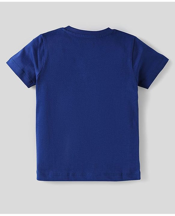 Babyhug Cotton Knit Half Sleeves T-Shirts with Text Print & Stripes Pack of 3 - Blue White & Navy Blue