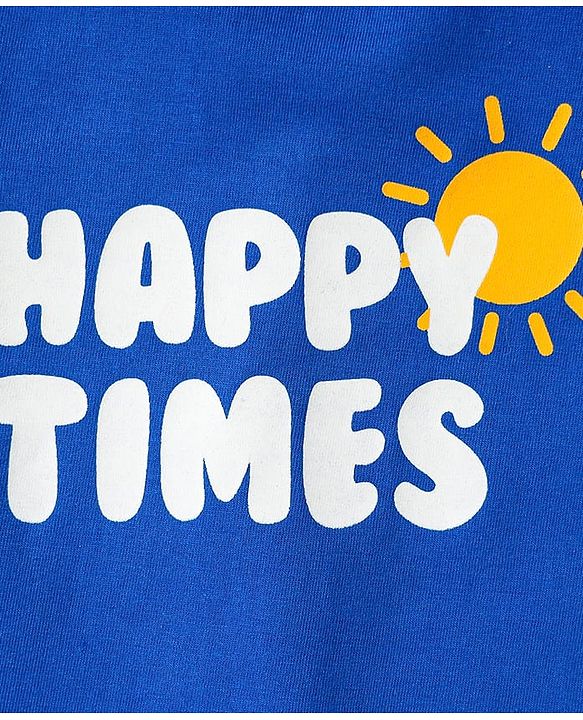 Babyhug Cotton Knit Half Sleeves T-Shirts with Text Print & Stripes Pack of 3 - Blue White & Navy Blue