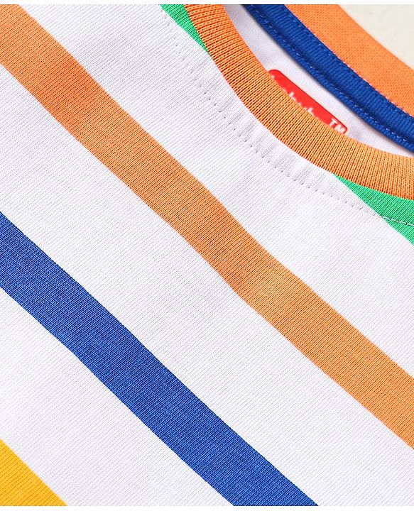 Babyhug Cotton Knit Half Sleeves T-Shirts with Text Print & Stripes Pack of 3 - Blue White & Navy Blue