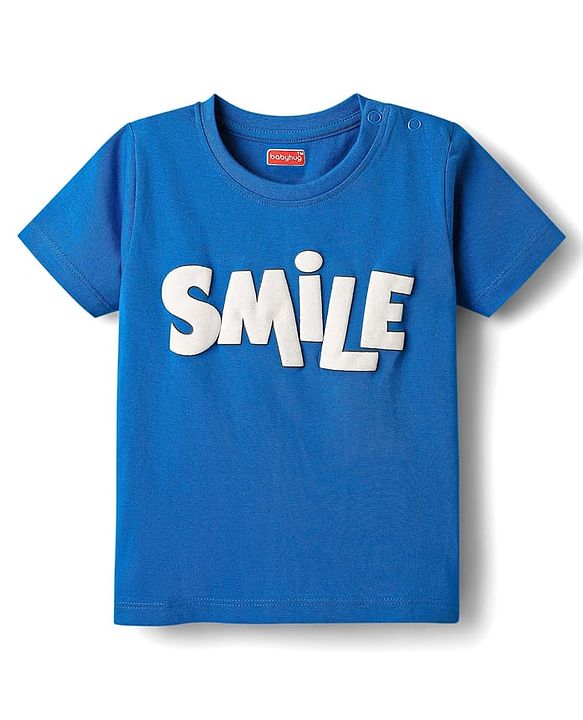 Babyhug Cotton Knit Half Sleeves T-Shirt With Smiley Theme Print Pack Of 2 - Blue