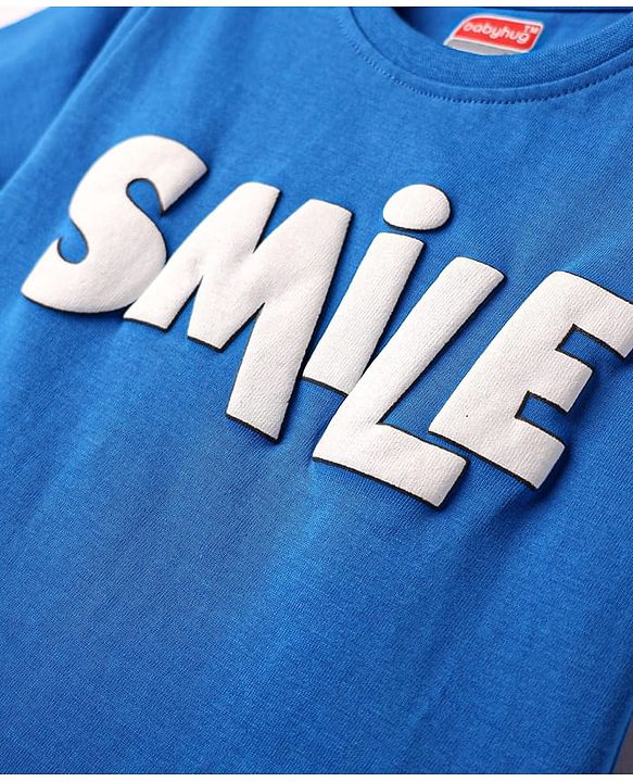 Babyhug Cotton Knit Half Sleeves T-Shirt With Smiley Theme Print Pack Of 2 - Blue