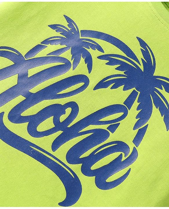 Babyhug Cotton Knit Half Sleeves T-Shirt With Stripes & Beach Theme Print  Pack Of 3 - Limegreen & Navy Blue