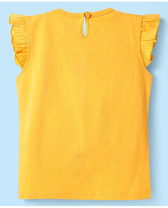 Babyhug Cotton Knit Sleeveless Capri Nightsuit With Strawberry Print - White & Yellow