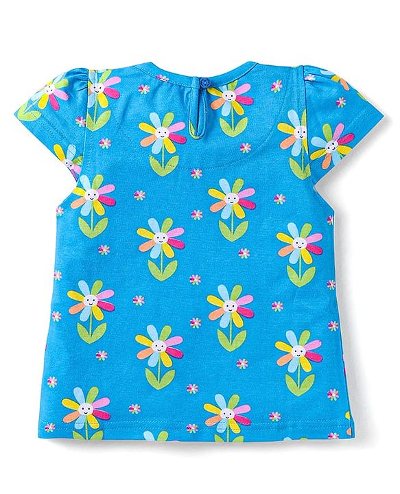 Babyhug Cotton Knit Half Sleeves Co-ords Short Night Suits with Floral & Polka Dots Print Pack of 2 - Blue & Dark Pink