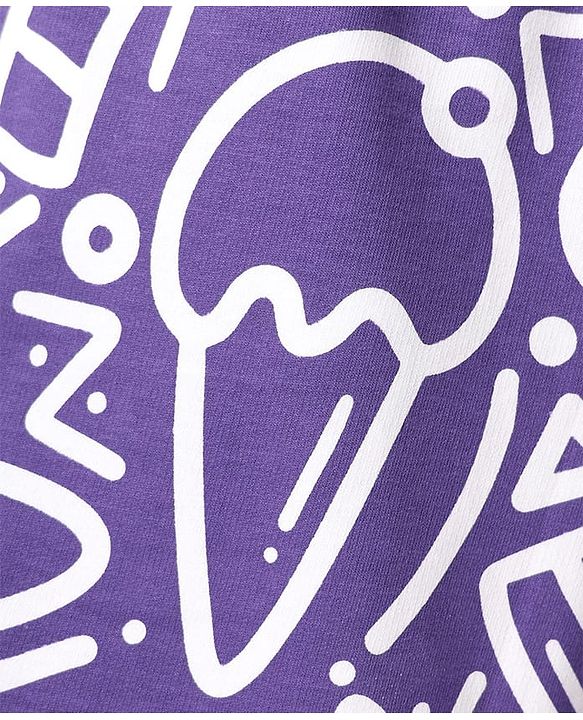 Pine Kids Looper Above Knee Length Shorts With Abstract Print - Violet