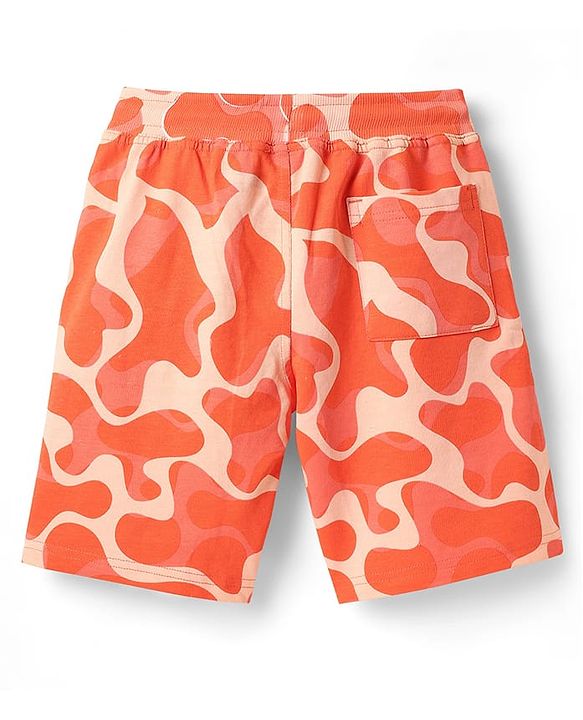 Pine Kids Looper Above Knee Length Shorts With Abstract Print - Orange