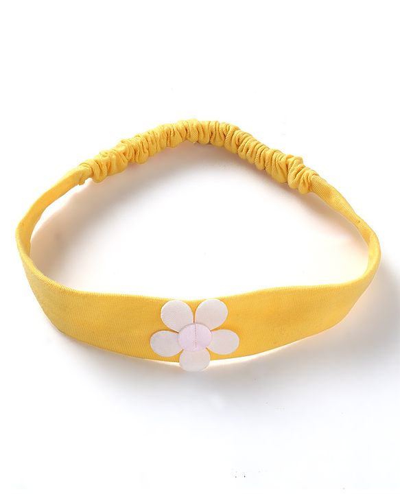 Babyhug Single Jersey Knit Sleeveless Frock With Floral Embroidery & Headband - Mustard