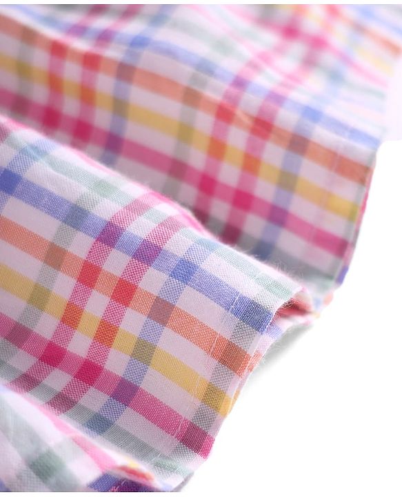 Babyhug Seersucker Woven Sleeveless Checks Frock With Headband - Multicolor