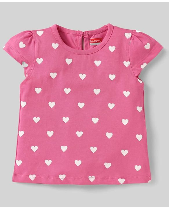 Babyhug Cotton Knit Half Sleeves T-Shirts With Ice-Cream & Heart Pack Of 3 - White Pink & Mauve