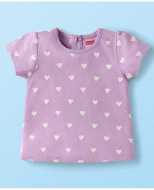 Babyhug Cotton Knit Half Sleeves T-Shirts with Floral Hearts & Rainbow Print Pack of 3 - Red White & Lavender