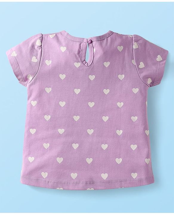 Babyhug Cotton Knit Half Sleeves T-Shirts with Floral Hearts & Rainbow Print Pack of 3 - Red White & Lavender