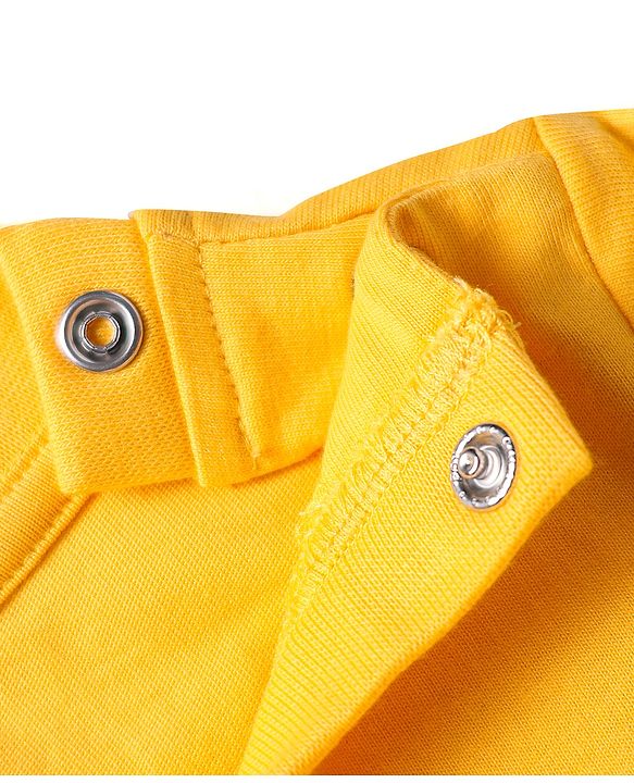 Babyhug Single Jersey Knit Half Sleeves T-Shirt & Dungaree with Animal Print - Yellow & Blue