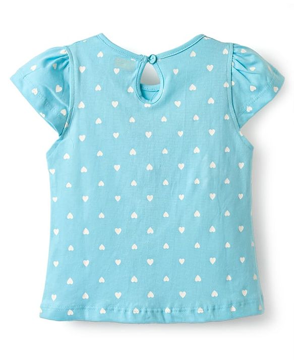 Babyhug Cotton Knit Half Sleeves T-Shirt with Heart & Omg Text Print - Light Blue