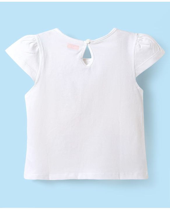Babyhug Cotton Knit Frill Sleeves T-Shirt With Runs In the Family Text Print - White