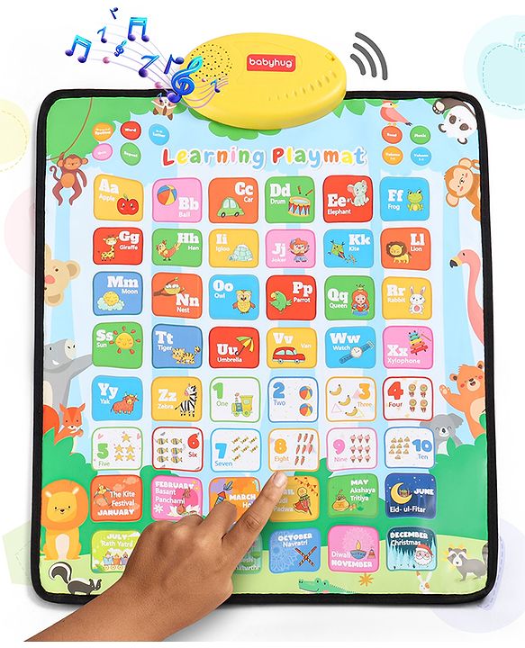 Babyhug My Body Parts Musical Learning Play Mat | 5 Modes + Read & Music Mode | Teaches Body Parts with English & Hindi Words, Quiz & Spelling | Activity Mat for Kids