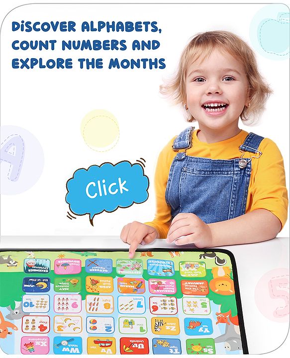 Babyhug My Body Parts Musical Learning Play Mat | 5 Modes + Read & Music Mode | Teaches Body Parts with English & Hindi Words, Quiz & Spelling | Activity Mat for Kids