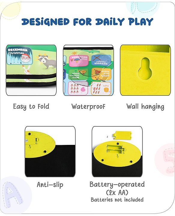 Babyhug My Body Parts Musical Learning Play Mat | 5 Modes + Read & Music Mode | Teaches Body Parts with English & Hindi Words, Quiz & Spelling | Activity Mat for Kids