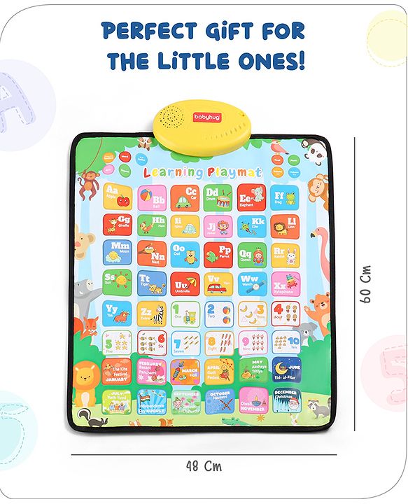 Babyhug My Body Parts Musical Learning Play Mat | 5 Modes + Read & Music Mode | Teaches Body Parts with English & Hindi Words, Quiz & Spelling | Activity Mat for Kids