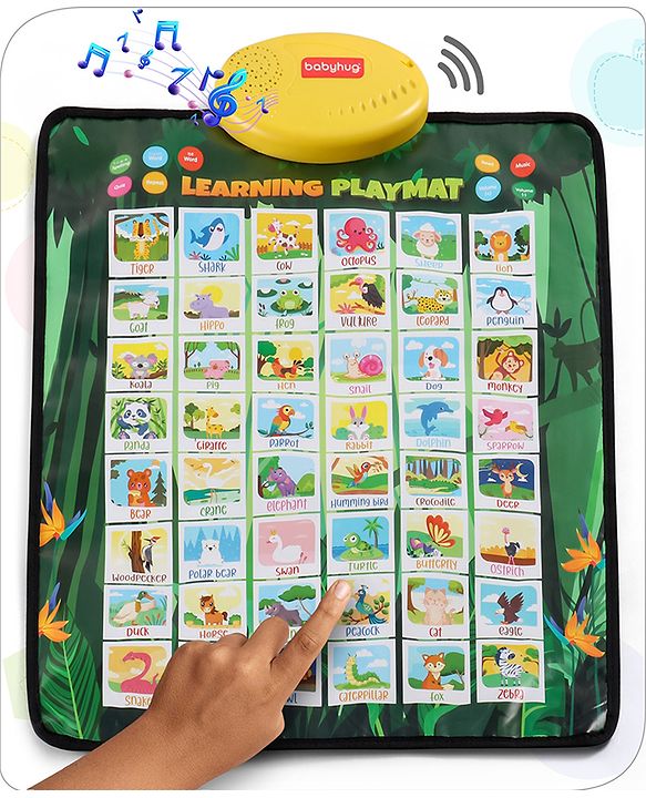 Babyhug Animals & Birds Musical Learning Play Mat | 5 Modes  English & Hindi Words, Quiz, Spelling, Music, Read Mode | Early Learning Activity Mat for Kids & Toddlers