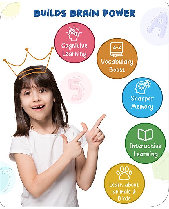 Babyhug Animals & Birds Musical Learning Play Mat | 5 Modes  English & Hindi Words, Quiz, Spelling, Music, Read Mode | Early Learning Activity Mat for Kids & Toddlers