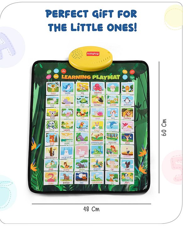 Babyhug Animals & Birds Musical Learning Play Mat | 5 Modes  English & Hindi Words, Quiz, Spelling, Music, Read Mode | Early Learning Activity Mat for Kids & Toddlers