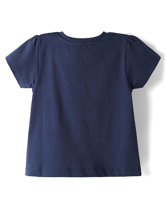 Babyhug Cotton Knit Half Sleeves Capri Night Suit With Ice Cream Print - Navy Blue