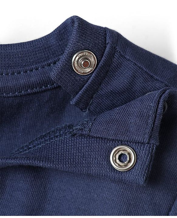 Babyhug Cotton Knit Half Sleeves Capri Night Suit With Ice Cream Print - Navy Blue
