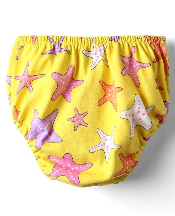 Babyhug Single Jersey Knit Cap Sleeves Printed Frock With Bloomers - Yellow