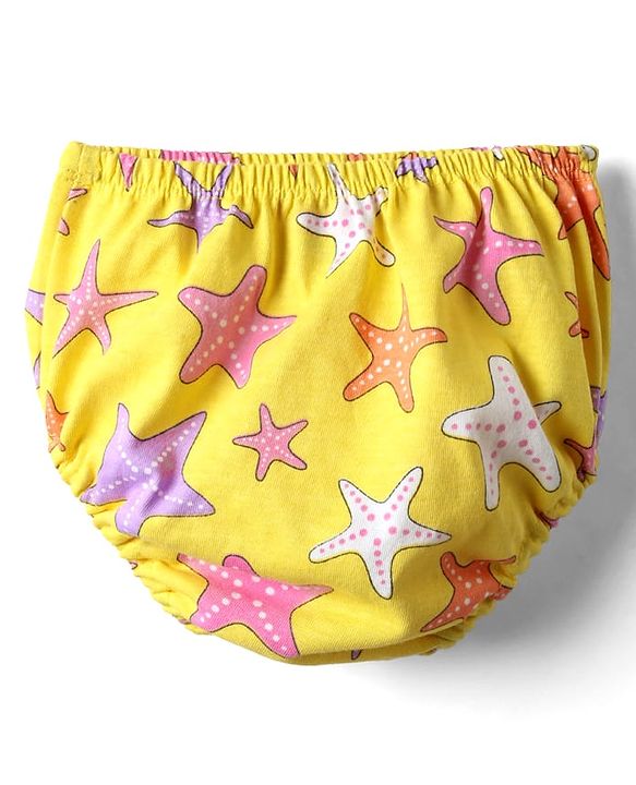 Babyhug Single Jersey Knit Cap Sleeves Printed Frock With Bloomers - Yellow
