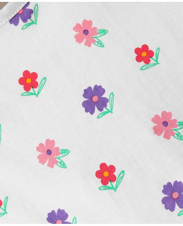 Babyhug Cotton Knit Half Sleeves T-Shirts With Tropical Print  Pack Of 3 -Purple &  Pink