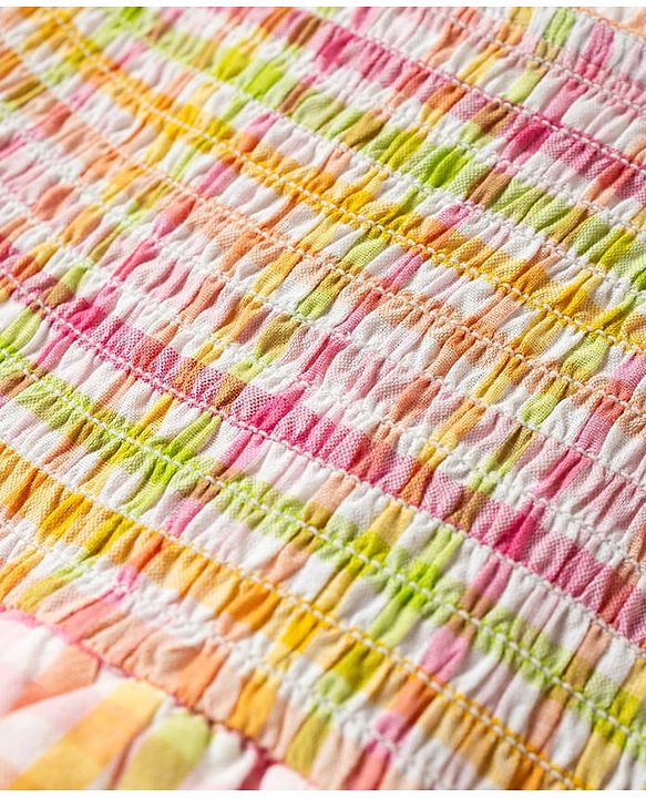 Babyhug Rayon Woven Sleeveless Layered Frock with Smocking Detailing & Stripes - Multicolour